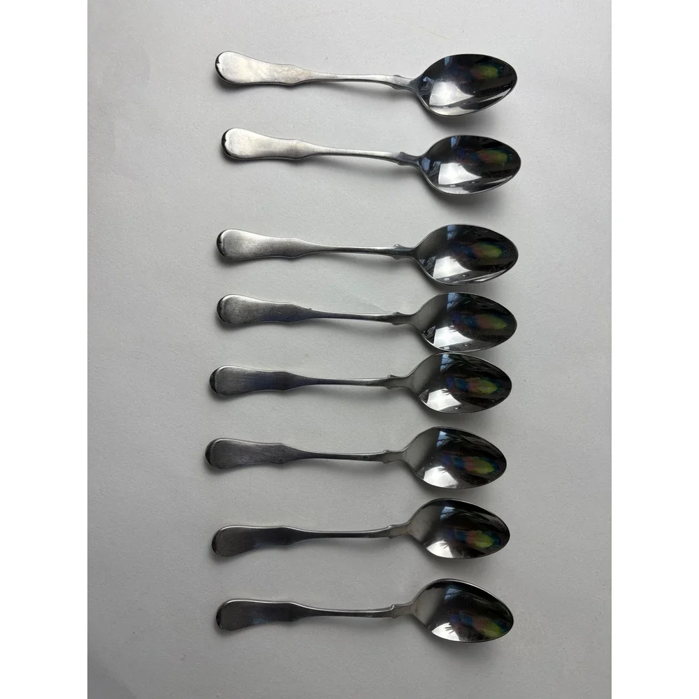 Vintage Set of 8 Oxford Hall Stainless Japan Demitasse Silverware 4.5